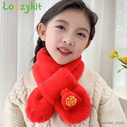 Scarves Wraps Breathable Children Scarf Soft and Skin Friendly Plush Childrens Chinese Red Scarves Warm Windproof Soft Childrens Scarves
