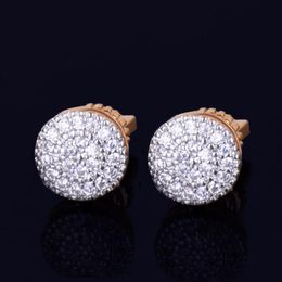 New 8mm Round Stud Earring for Men Women's Charm Ice Out CZ Stone Rock Street Three Colors301Y