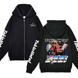 Tokio Hotel Kaulitz Hoodie Rock Band Streetwear Full Zipper Jacket Fleece Long Sleeve Mens Sweatshirts Loose Casual Y2K Cardigan