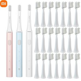 Toothbrush New Mijia Electric Toothbrush T100 Smart Sonic Brush Ultrasonic Whitening Teeth Vibrator Wireless Oral Hygiene Cleaner