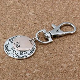 50Pcs Zinc Alloy Be Happy Strong Thankfull Charms With lobster clasp DIY Jewellery Fit key Accessories2511