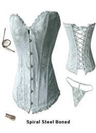 Sexy White Full Steel Boned corset lingerie wholes Wedding Corset body lift shaper sexy underwear 89001471196