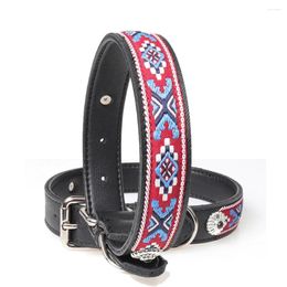 Dog Collars Print Leather Big Collar Necklace Puppy Pet Accessories Adjustable For Small Medium Large Dogs Shepherd Pitbull