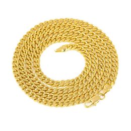 2 5mm 5mm Mens 14K Gold Plated Solid Cuban Curb Link Chain Stainless Steel Neckalces Hip Hop Jewelry2281