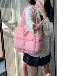 Duffel Bags Pink Puffy Fashion High Street Big Volume Short Vocation Holiday Travel Carry Downcoat Face Featured Bookbags