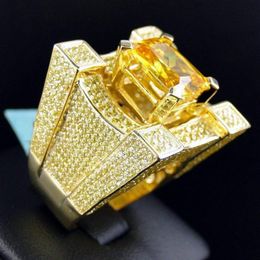 New Fashion Jewelry Silver and Gold Plated Hip hop men's Diamond 2 Color ring Size 6-13334e