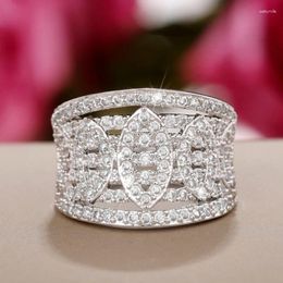 Cluster Rings Ly Design Luxury Wide Ring For Women Full Paved Zircon Brilliant Wedding Bands Accessories Fashion Bridal Jewellery Gift