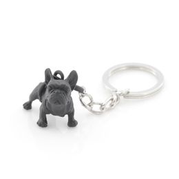 Metal Black French Bulldog Key Chain Cute Dog Animal Keychains Keyrings Women Bag Charm Pet Jewellery Gift Whole Bulk Lots3146