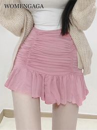 Pants Womengaga Korea Women's New Slim Sexy High Waist Pleated Aline Skirt Short Mini Skirts Summer Sexy Sweet Kawaii Girl Female 29h