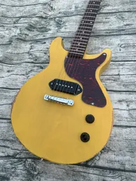 Standard electric guitar, TV yellow, matte, wear body, milk white retro tuner