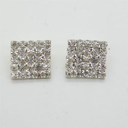 50pcs 16x16mm Square Rhinestone Embellishment Buttons FlatBack DIY Crystal Buckles Factory 289m