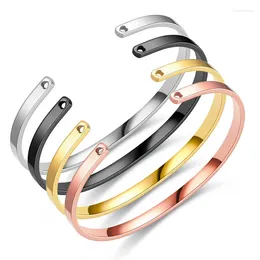 Bangle Meetvii 4mm Titanium Stainless Steel Open Cuff Bangles For Men Women Fashion Hollow Heart C Shape Opening Jewellery