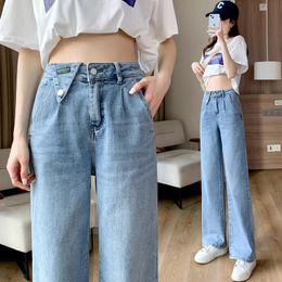 Jeans High Waist Women's Jeans Wide Leg Baggy Denim Pants Casual Streetwear Korean Fashion Summer Plus Size Blue Straight Jean Trouser