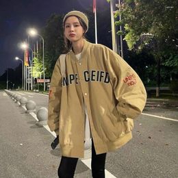 Women's Jackets Vintage Streetwear Bomber Jacket Women Embroidery Varsity Autumn Harajuku Baseball Y2k Clothes Oversized Outerwear