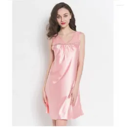 Women's Sleepwear Female Sexy Nightdress Summer Ice Thin Skirt Lace Satin Robe Nightwear Lady Sex Fashion Women Lounge Sleepshirts B-5305