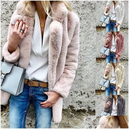Womens Wool Blends Women Winter Designer Coats Pink White Faux Fur Warm Parka Woman Fashion Discount Clothing Drop Delivery Apparel Ou Dh3Ym