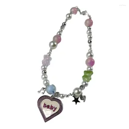 Pendant Necklaces Sweet Cool Heart Necklace Glass Beaded Statement Jewellery