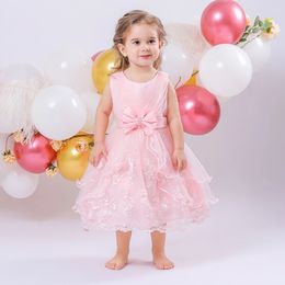 born Baby Princess Dress For Girls Toddler Summer Clothes Bow Lace Infant 1st Birthday White Baptism Party Dresses 231222