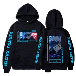 Funny Anime Jujutsu Kaisen Hoodie Manga Gojo Satoru Graphic Hoodies Men Women Fashion Vintage Long Sleeve Sweatshirts Streetwear