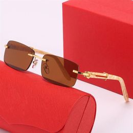 carti glasses sunglasses for woman Gold silver Fashion Sunshade Composite Metal wooden Rimless Optical Rectangle Frame Classic man244Z