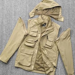 Men's Jackets Four In One Detachable Waterproof Breathable Techwear Tactical For Men Outdoor Sport Casual Windbreaker Functional Coat