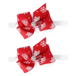 Bandanas 2 Pcs Kids Christmas Headband Cute Bow Baby Hair Ornament Xmas Borns Headdress Toddler Cotton Fluff Girls