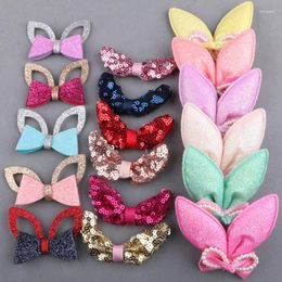 Hair Clips Girl Jewelry DIY Glitter Ribbon Fabric Knot Bow Patch Sticker Fit Headband Headwear Clip Garment Ornament Decoration 20pcs