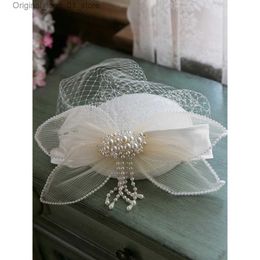 Wedding Hair Jewellery Bridal wedding veil elegant gauze hat female white fairy Chinese clothing hair accessories super fairy pearl headdress Q231223