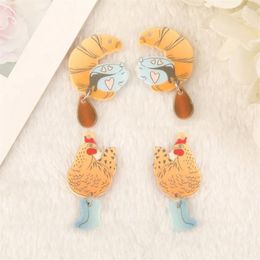 Charms 8Pcs Animal Funny Walking Chicken Bread Coffee For Necklace Pendant Diy Making