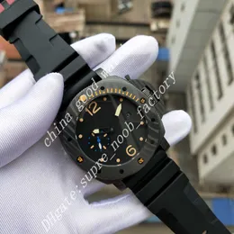 New Factory WATCH 47mm Black Face Rubber Strap Super P 00616 Mechanical Automatic Movement Fashion Mens Watches with Original Box Strap