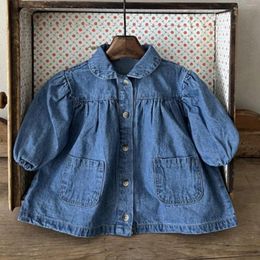 Jackets Kids Toddler Baby Girls Solid Spring Winter Long Sleeve Button Jeans Coat Jacket Clothes School Daily Wear Girl