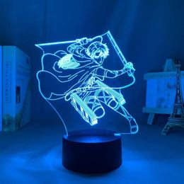 Gece Işıkları Anime Saldırısı Titan Led Işık Lambası Yatak Odası Dekorasyon Çocuk Hediye Tablo 3D AOT337H