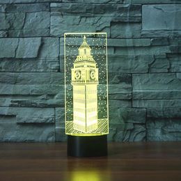 Big Ben 3D Desk Lamp Gift Acrylic Night light LED lighting Furniture Decorative colorful 7 color change household Home Accessories234D
