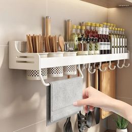 Kitchen Storage 2023 White Organiser Rack Multi-Functional Seasoning Knife Wall-Mounted Chopping Board