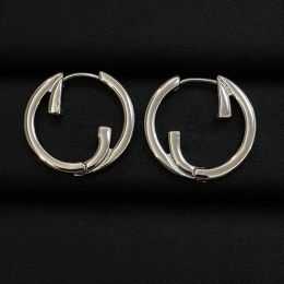 Silver Color Women Designer Stud Earrings Hollow G Letter Hoops Luxury Trendy Brass Engagement Earrings Wholesale With Dustbag