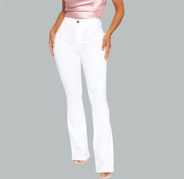 Women039s Jeans Cotton White High Waist Casual Flared Women 2021 Spring Slim Slimming Denim Trousers Office Lady Pants3767220