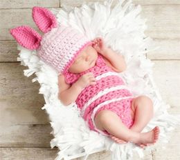 New Bunny Rabbit Newborn Baby Kids Clothing Pography Props Suit With Hat Easter Rabbit Infant Baby Po Prop Crochet Pograp4469295