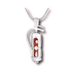 18KGP Fire Extinguisher Locket Cage Pendant Finding Can Hold Pearl Gem Beads Bracelet Charm Pendant Necklace Fitting300S