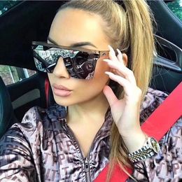 Oversized Square Sunglasses Women Fashion Flat Top Big Pink Black Clear Lens One Piece Female Gafas Shade Mirror255r