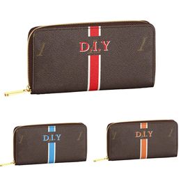 Wallets personalisation streak letter Custom DIY Customized personalized customizing Name Zip wallet Card case