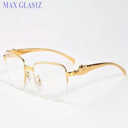 mens womens rectangle sunglasses gold silver frames glasses new fashion sport buffalo horn glasses clear lenses with better qualit242L