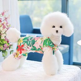 Dog Apparel Hawaii Print Four Legged Clothes Jumpsuits Dogs Clothing Pet Outfits Cute Summer Yorkies Green Boy Ropa Para Perro