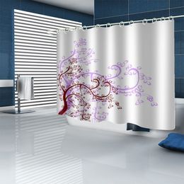 Photo pink tree curtains Waterproof 3d Printed Bath Curtains Home Decor 3D Printed Waterproof Shower Curtain