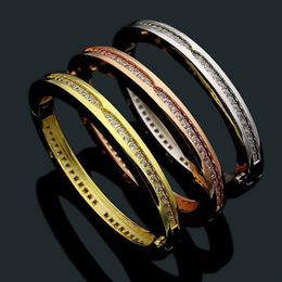 Titanium steel jewelry B letter single row drill hand bracelet Bracelet buckle diamond bracelet218i