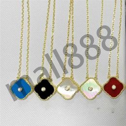 Classic Fashion Pendant Necklaces for women Elegant 4 Four Leaf Clover locket diamond Necklace Highly Quality Choker chains Design249R