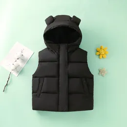 Jackets Toddler Boys Girls Sleeveless Winter Warm Outwear Vest Jacket Coat Bear Ears Solid Color Black