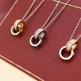 Designer Luxury Necklace Gold Designers Jewellery Silver Double Ring Christmas Gift Cjeweler Mens Woman Diamond Love Pendant293i