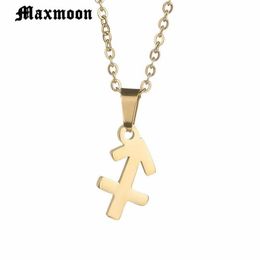 Pendant Necklaces Maxmoon Top Quality Zodiac Jewelry Sagittarius & Pendants Stainless Steel Necklace For Men Women275I