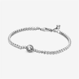 Sparkling Halo Tennis Link Chain Bracelet 925 Sterling Silver Adjustable Cubic Zirconia Bracelets for Women Luxury Wedding Jewelry2726