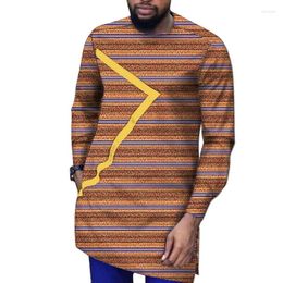 Ethnic Clothing African Men's Shirt Patchwork Design Long Sleeved Tops Nigerian Style Trendy Print Male Wedding